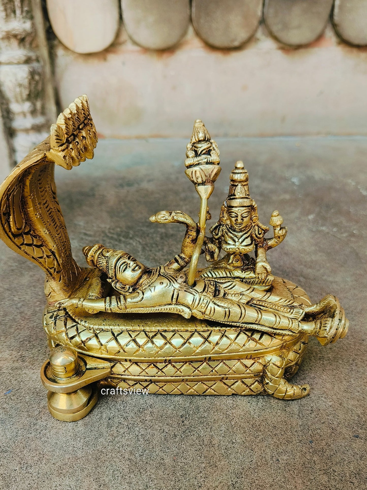 Brass Lord Vishnu Lakshmi Idol