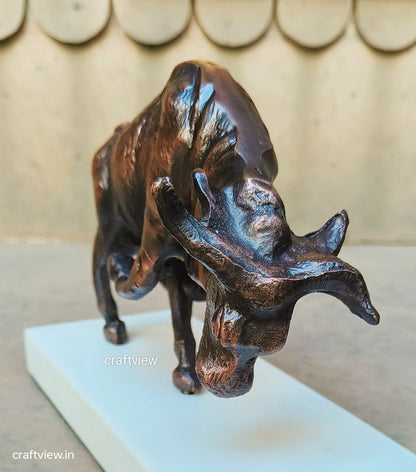 6.5"Metal Fighting Bull Animal Decorative Sculpture Craftsview