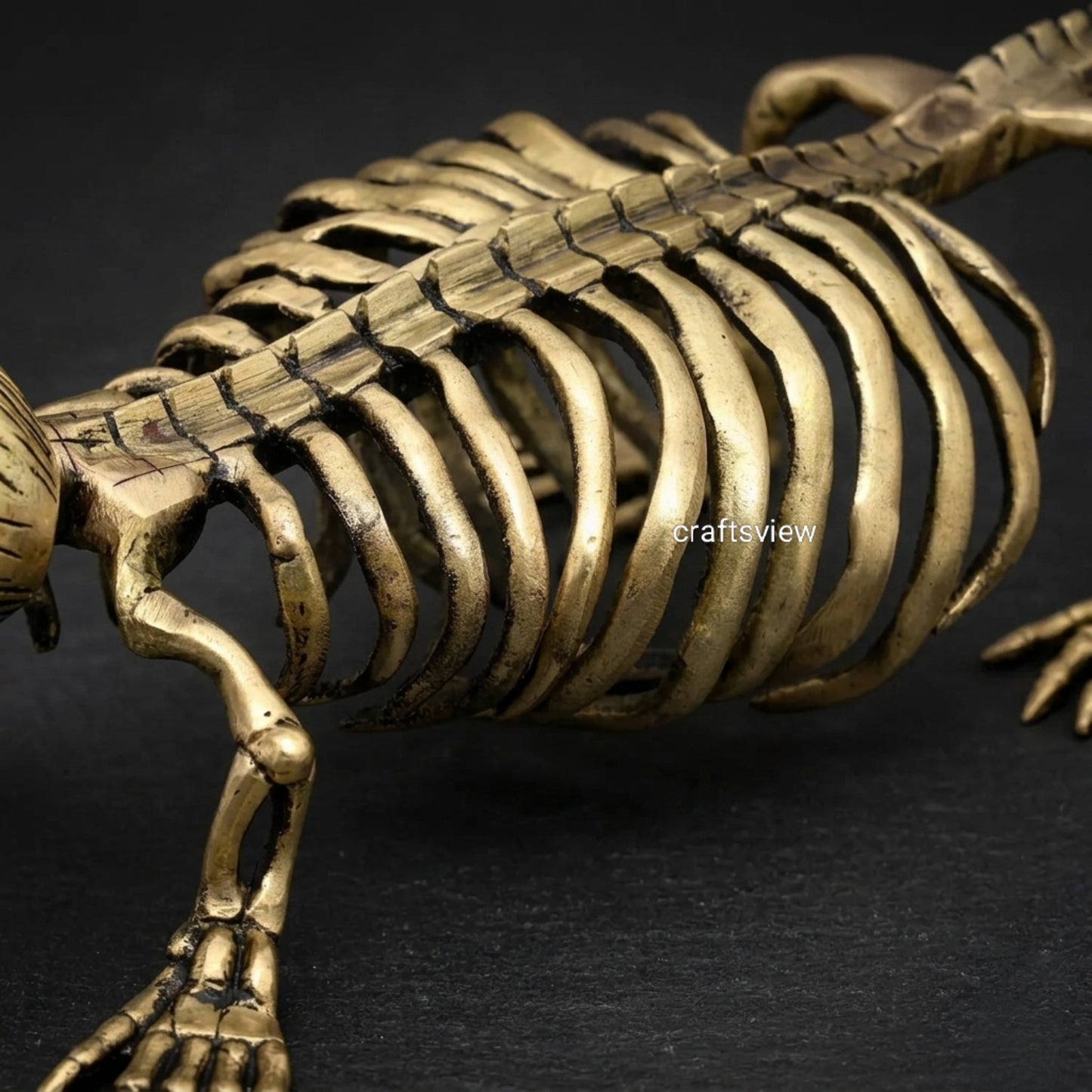 Brass Crocodile Skeletal Sculpture
