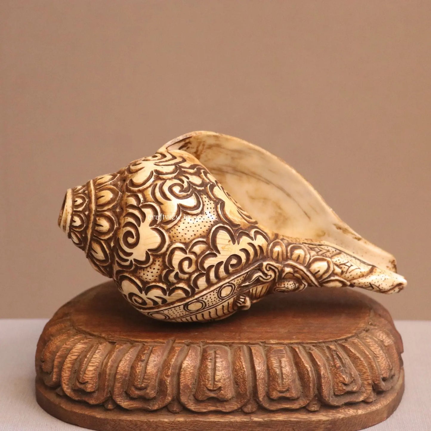 Pure Tibetan Natural Conch Hand Carved Green Tara Statue craftsview