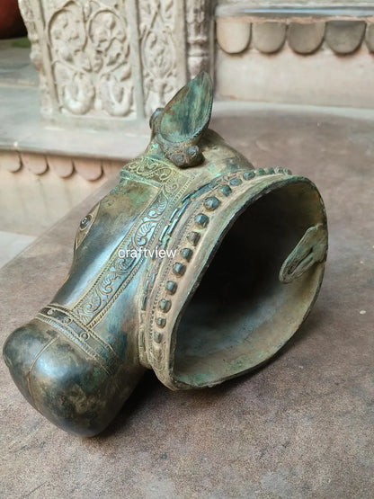 9" Brass Nandi Head Decor Wall Hanging Figurine Craftsview