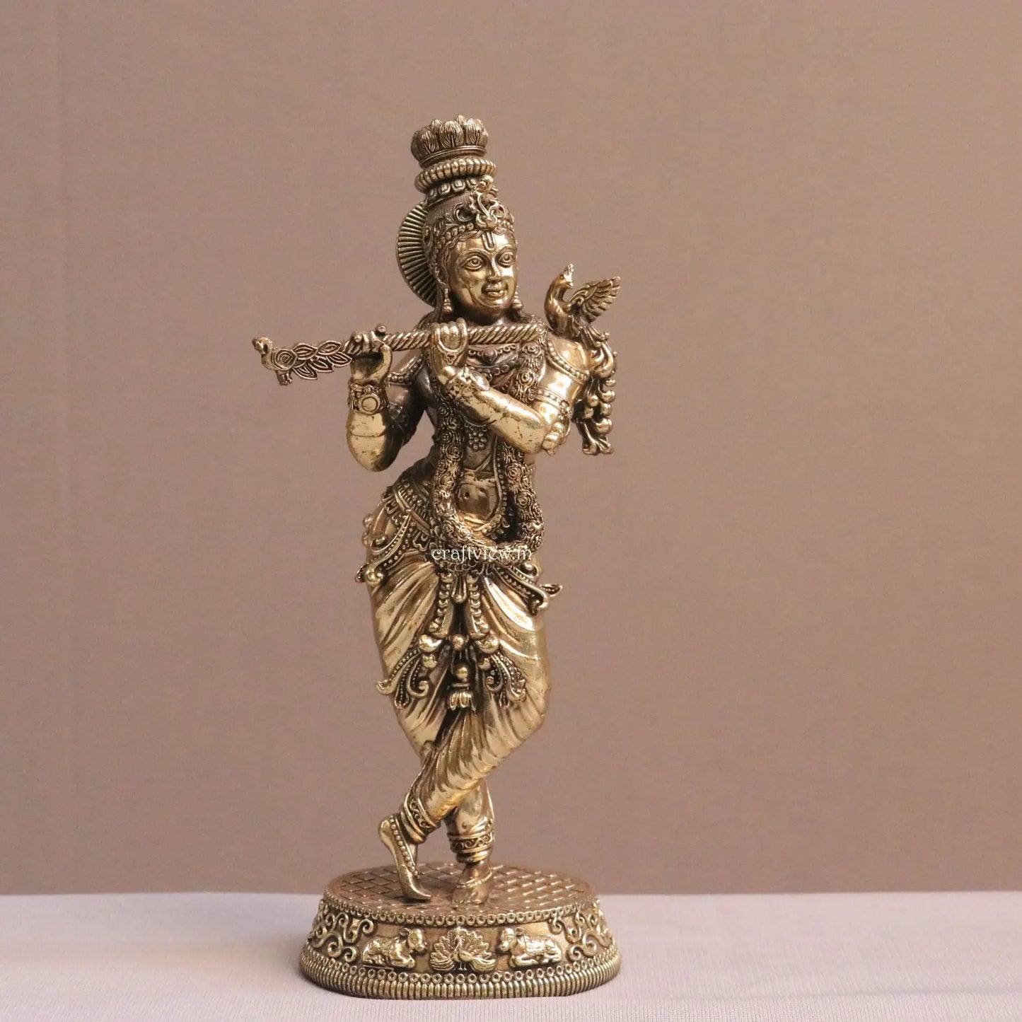 Superfine Fluting Lord Krishna | Brass Idols 10" Craftsview