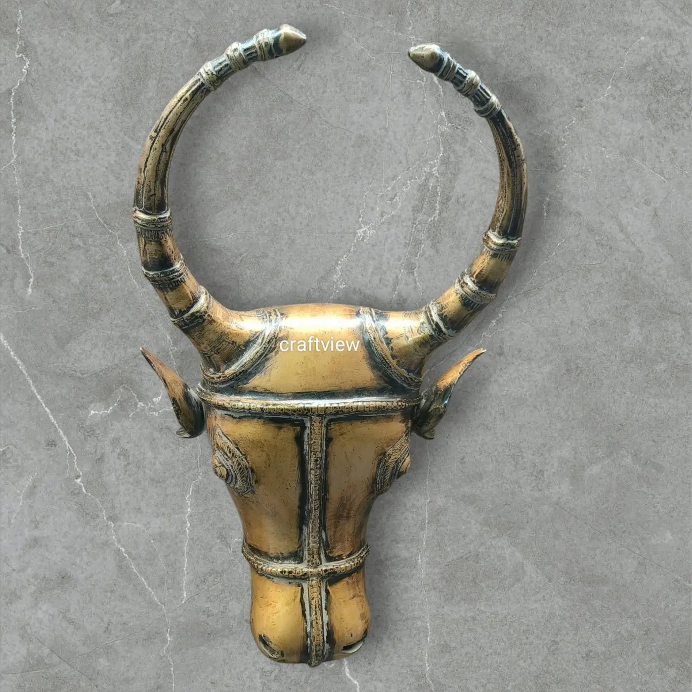 18"Brass Wall Hanging Bull Mask Décor Craftsview