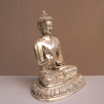 Brass Buddha Blessing Statue 13" Craftsview