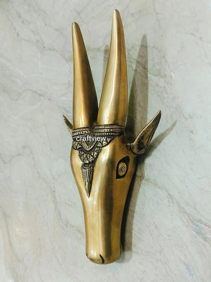 Brass Deer Wall Hanging Mask – Décor Animal Figurine - Craftview