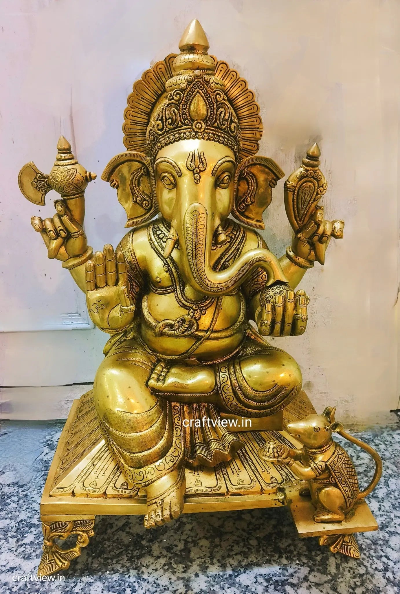 27" Brass Lord Ganesh Statue Big Size Superfine Craftsview