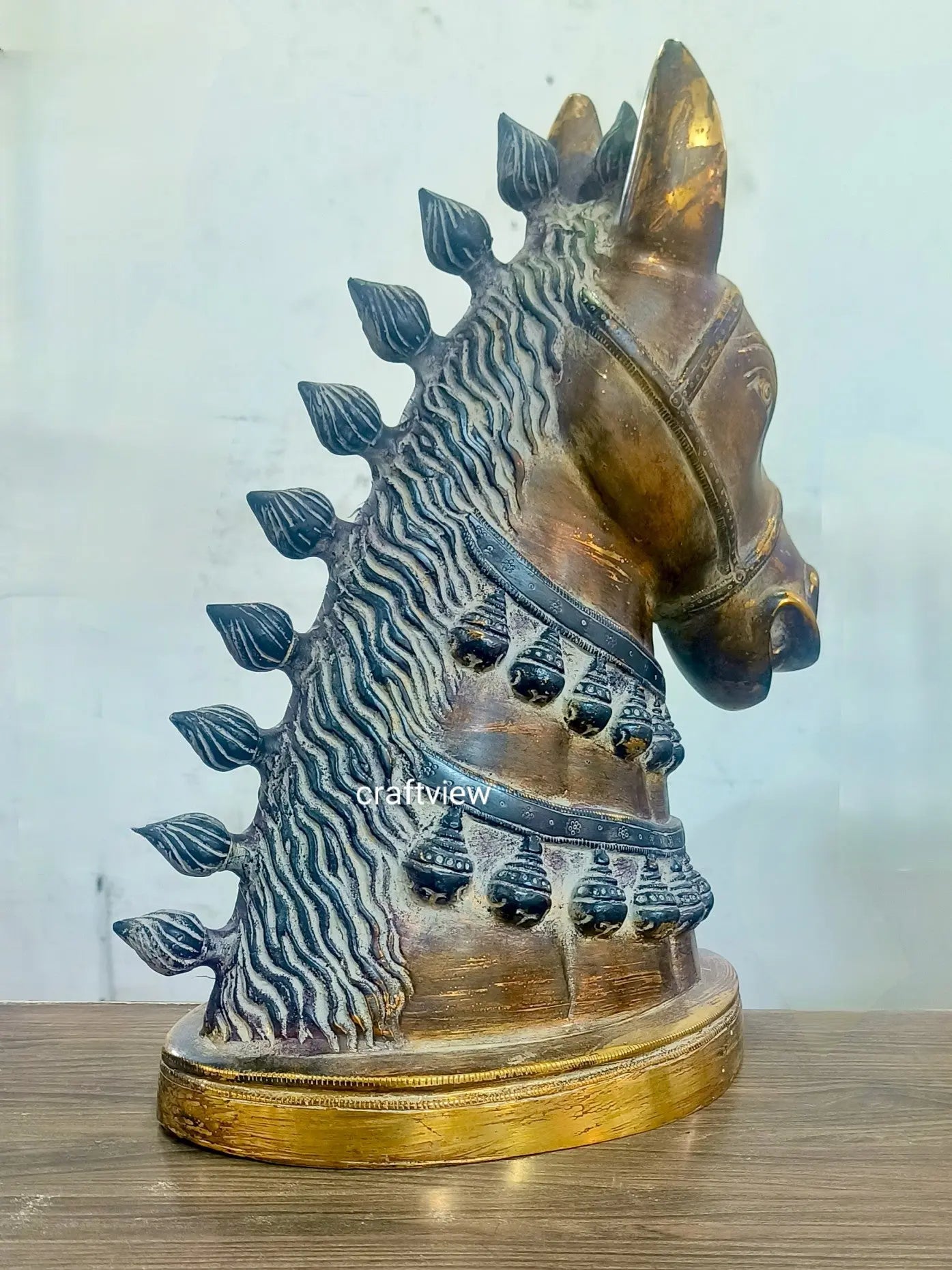 Brass Horse Head Figurines | Animal Sculptures 14" Craftsview