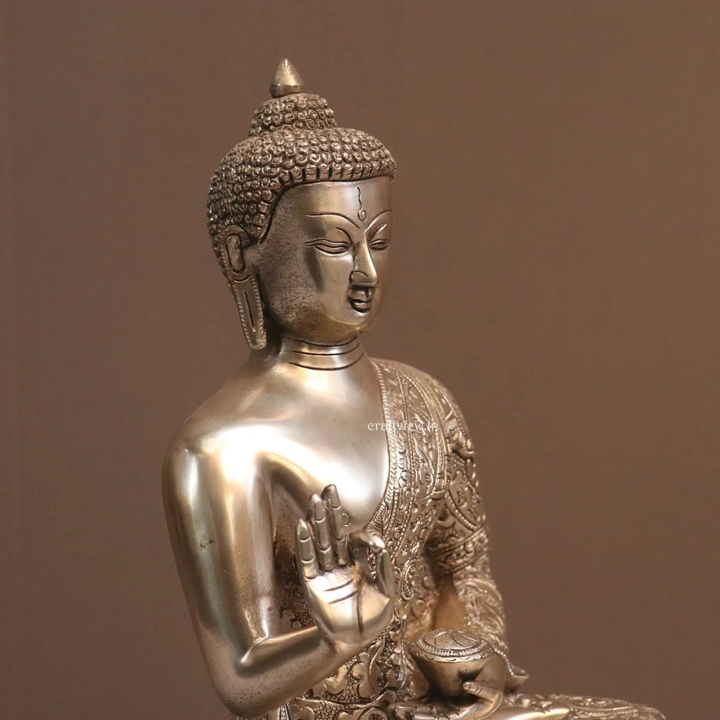 Brass Buddha Blessing Statue 13" Craftsview