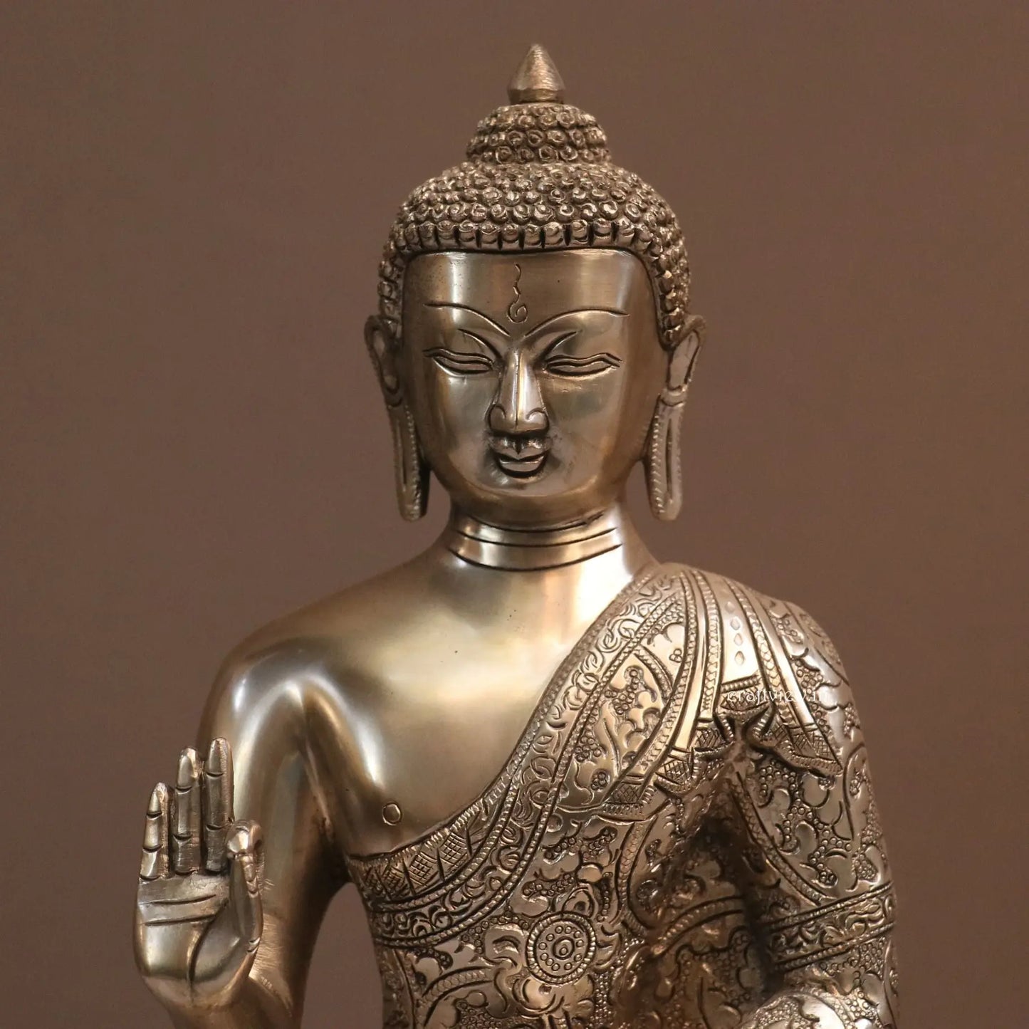 Brass Buddha Blessing Statue 13" Craftsview