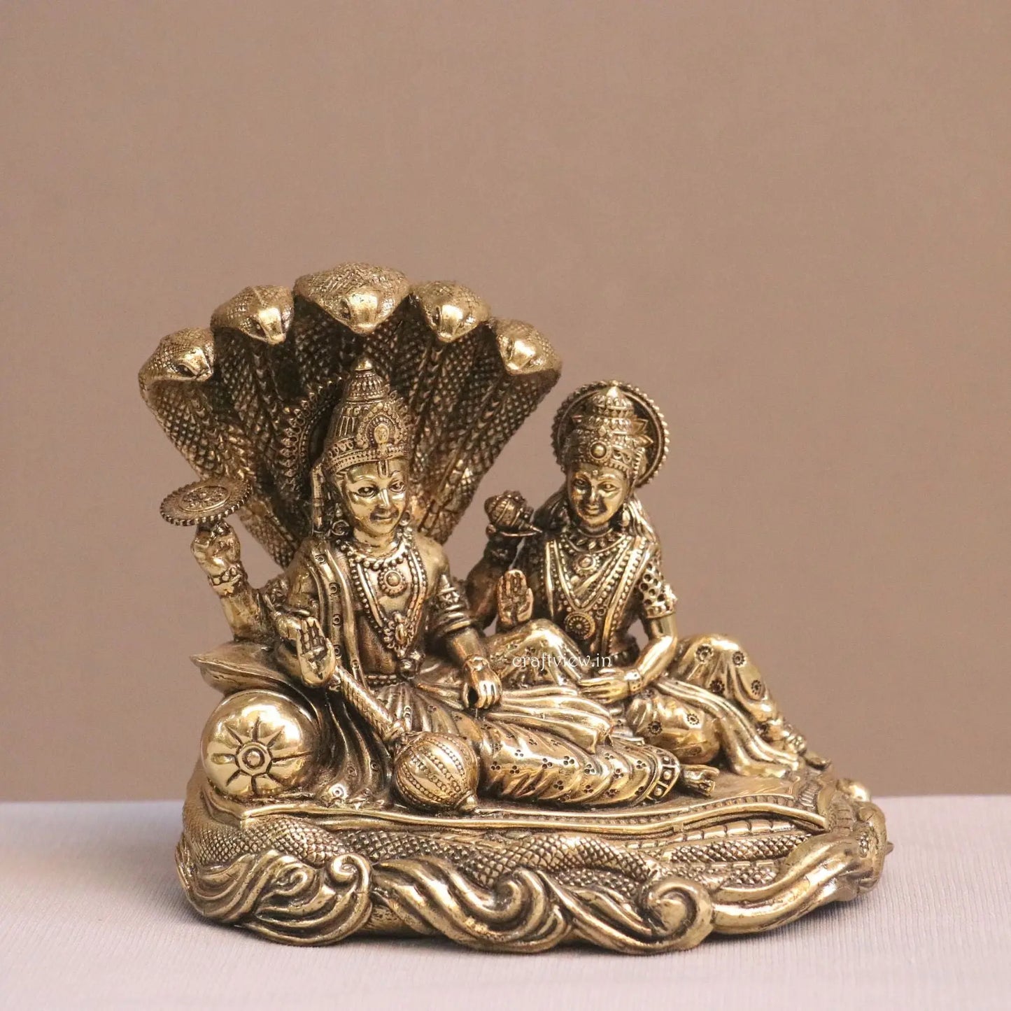 5" Superfine Small Brass Lakshmi Vishnu Idols Craftsview