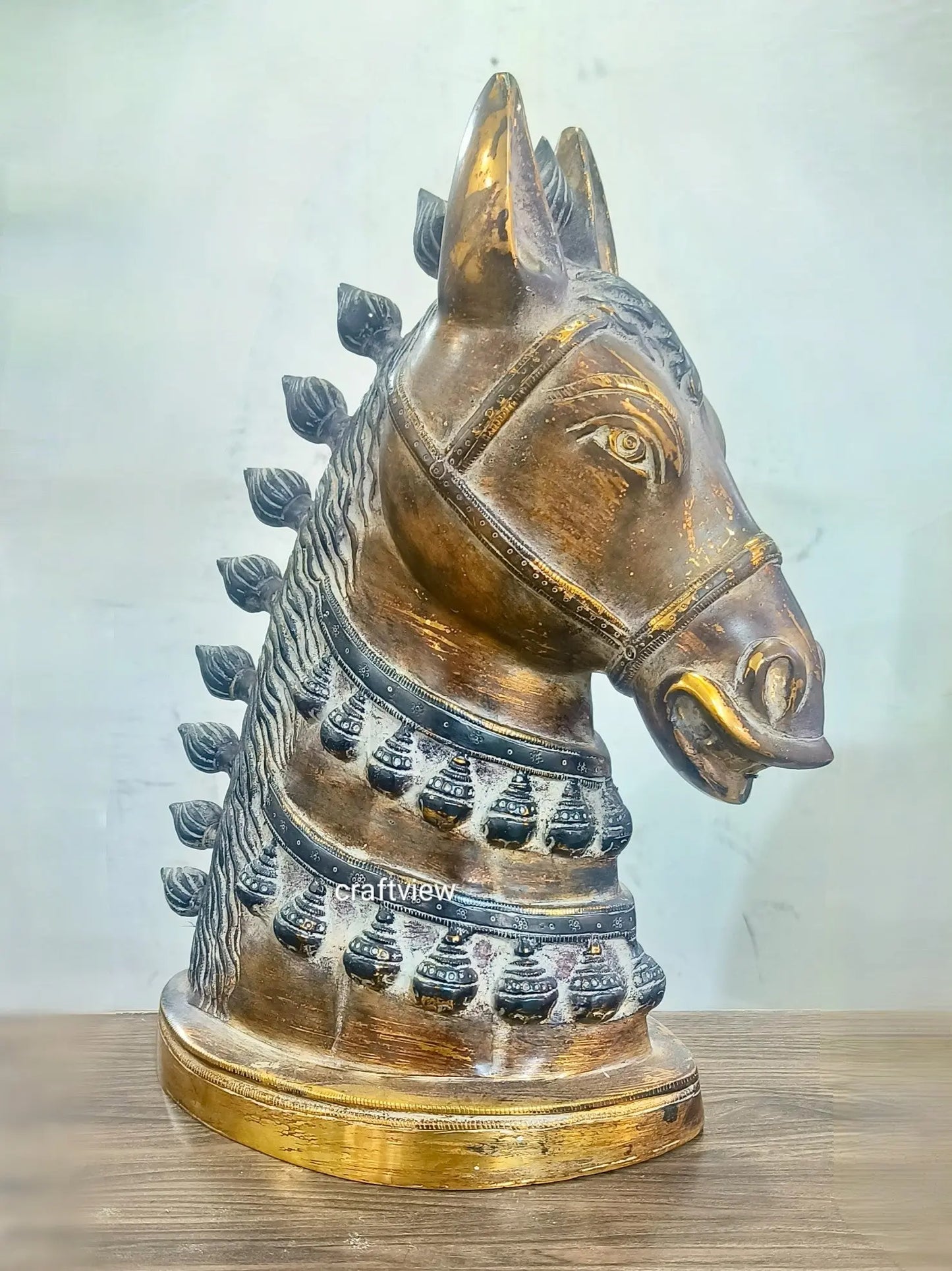 Brass Horse Head Figurines | Animal Sculptures 14" Craftsview