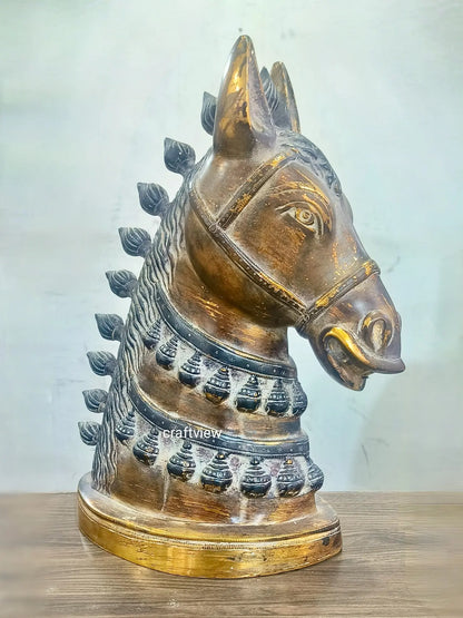 Brass Horse Head Figurines | Animal Sculptures 14" Craftsview