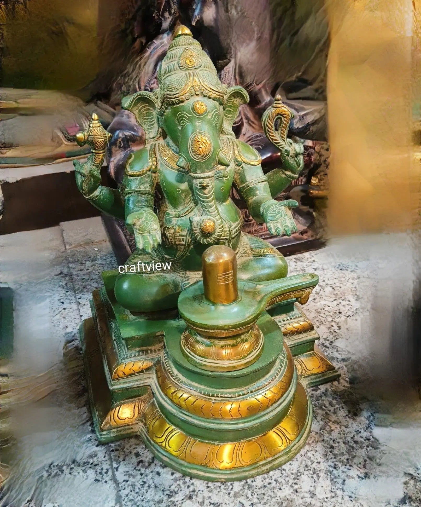 Brass Lingam Lord Ganesh Statue superfine 14.5" craftsview