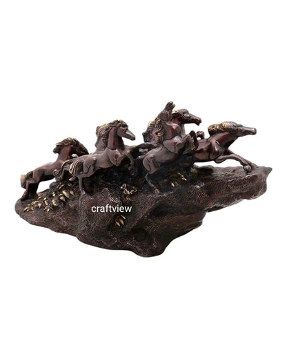 21" Nine Galloping Horses | Brass Sculpture Home Décor Craftsview