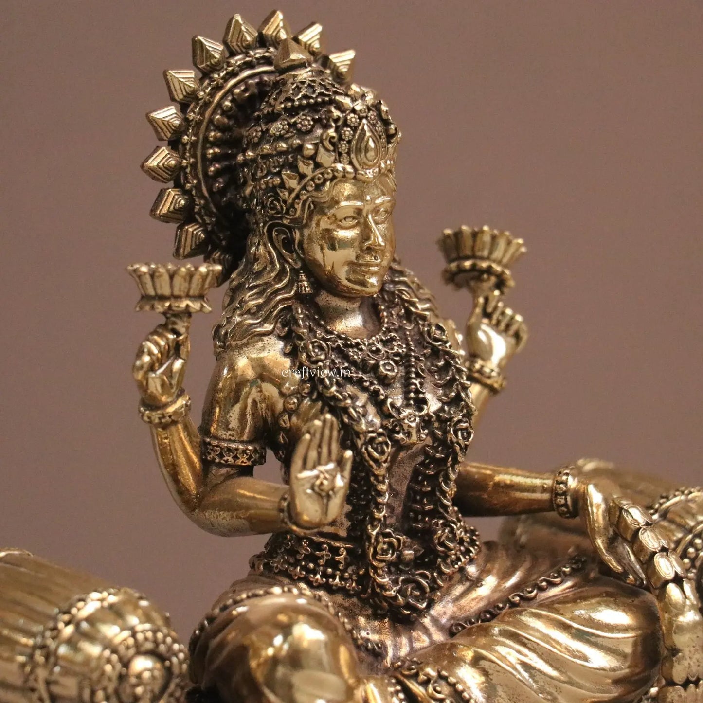 5.5" Superfine Artistic Brass Lakshmi Idols Craftsview