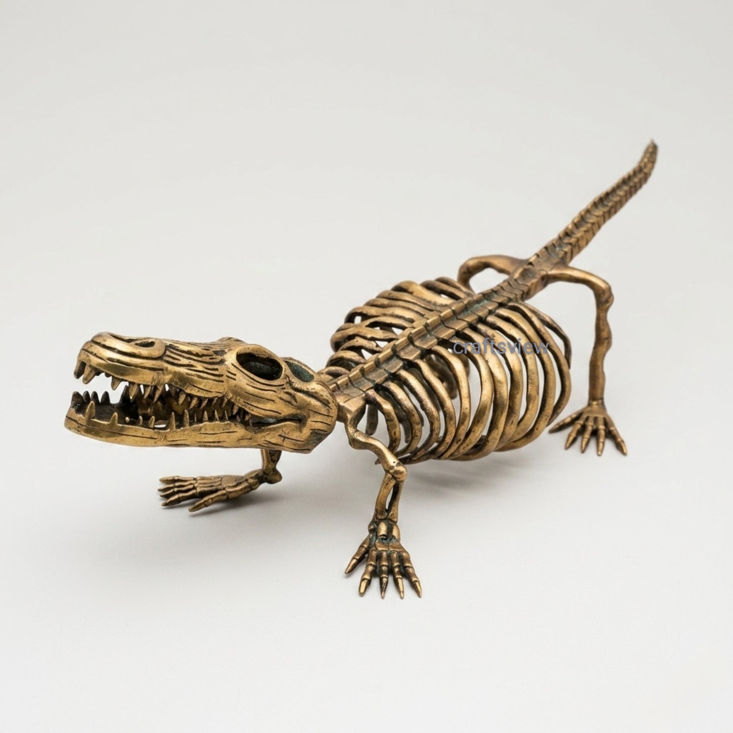 Brass Crocodile Skeletal Sculpture