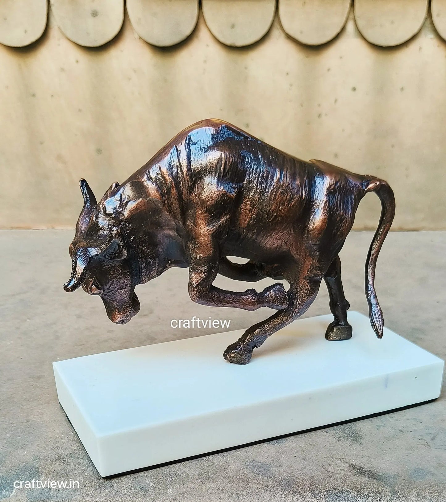 6.5"Metal Fighting Bull Animal Decorative Sculpture Craftsview