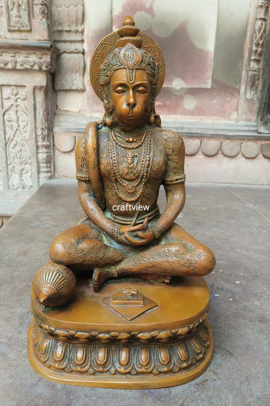 Brass Meditation Hanuman Statue 14" craftsview