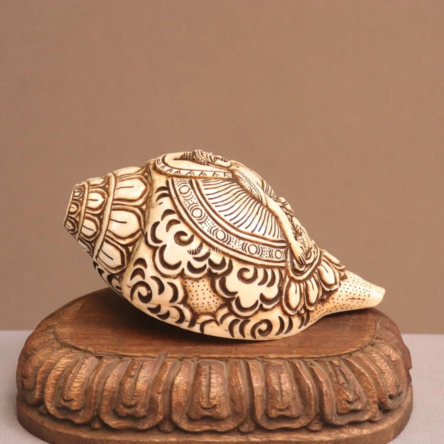 Pure Tibetan Natural Conch Hand Carved Buddha Statue craftsview