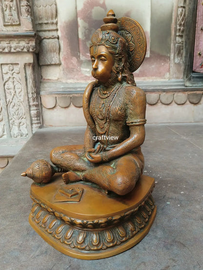 Brass Meditation Hanuman Statue 14" craftsview