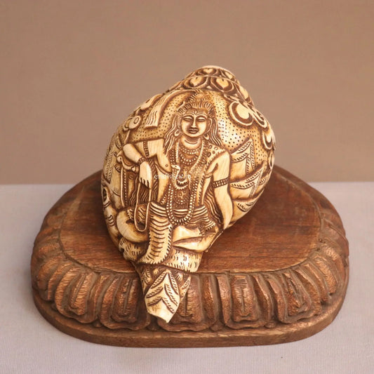 Pure Tibetan Natural Conch Hand Carved Shiva Statue craftsview