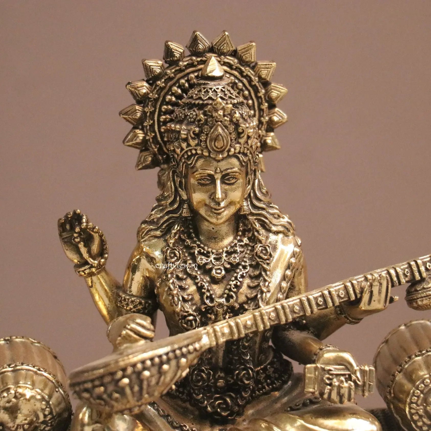 5.5" Goddess Sarasvati Idol for Temple Pooja Room Home Décor Craftsview