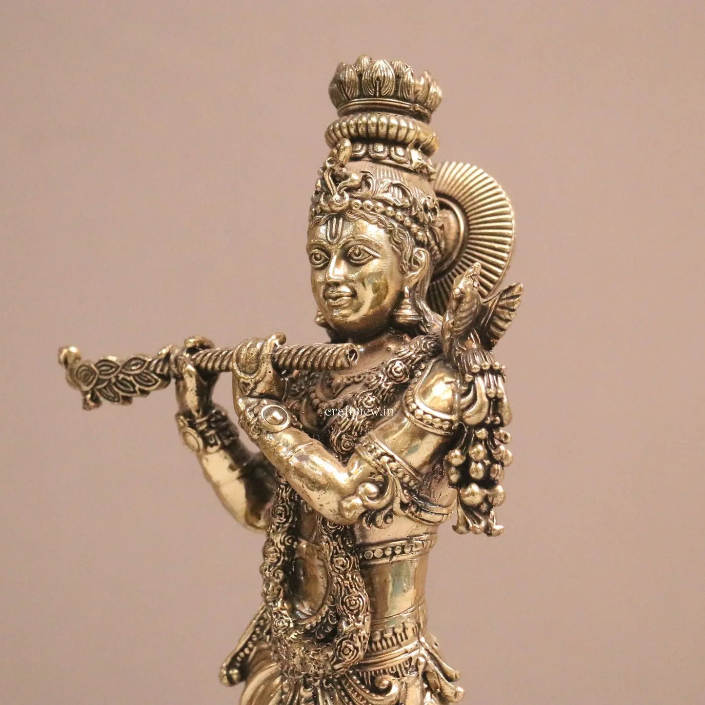 Superfine Fluting Lord Krishna | Brass Idols 10" Craftsview