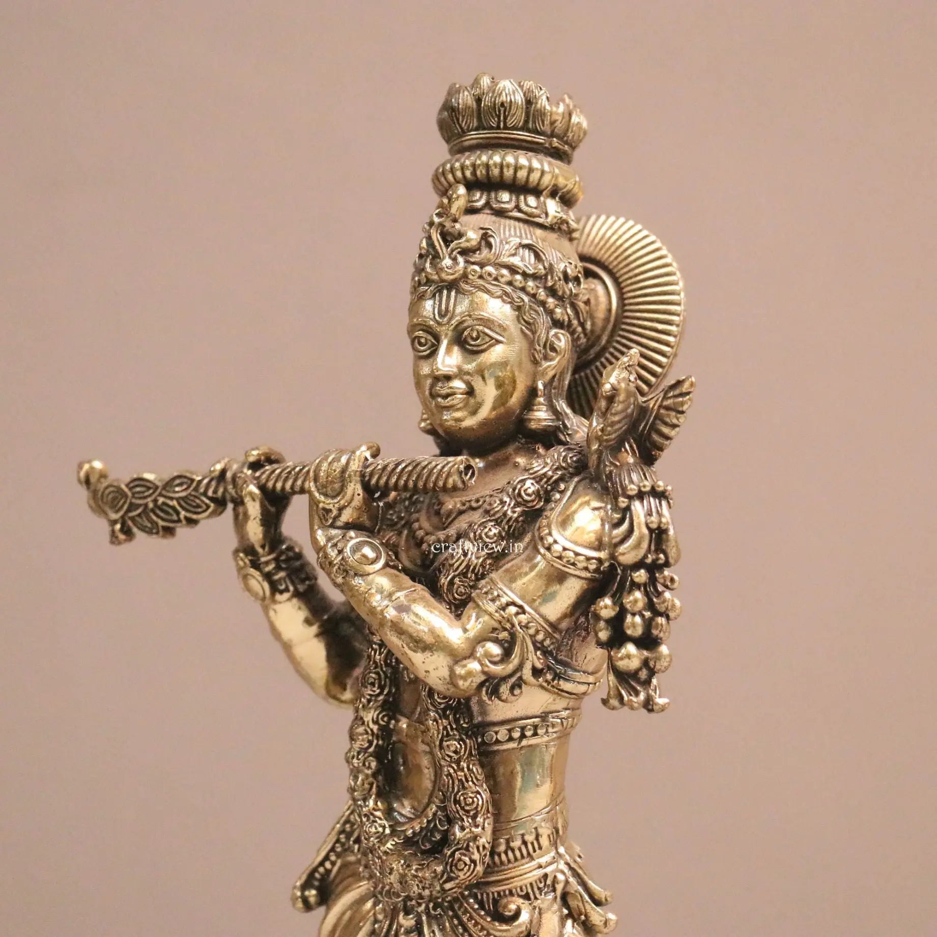 Superfine Fluting Lord Krishna | Brass Idols 10" Craftsview