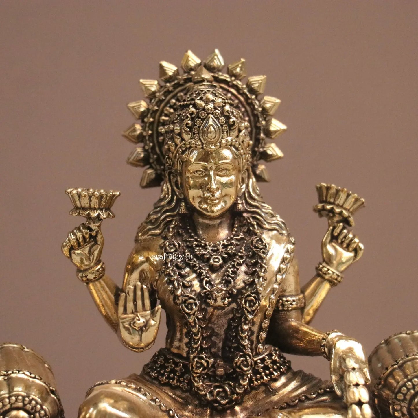 5.5" Superfine Artistic Brass Lakshmi Idols Craftsview