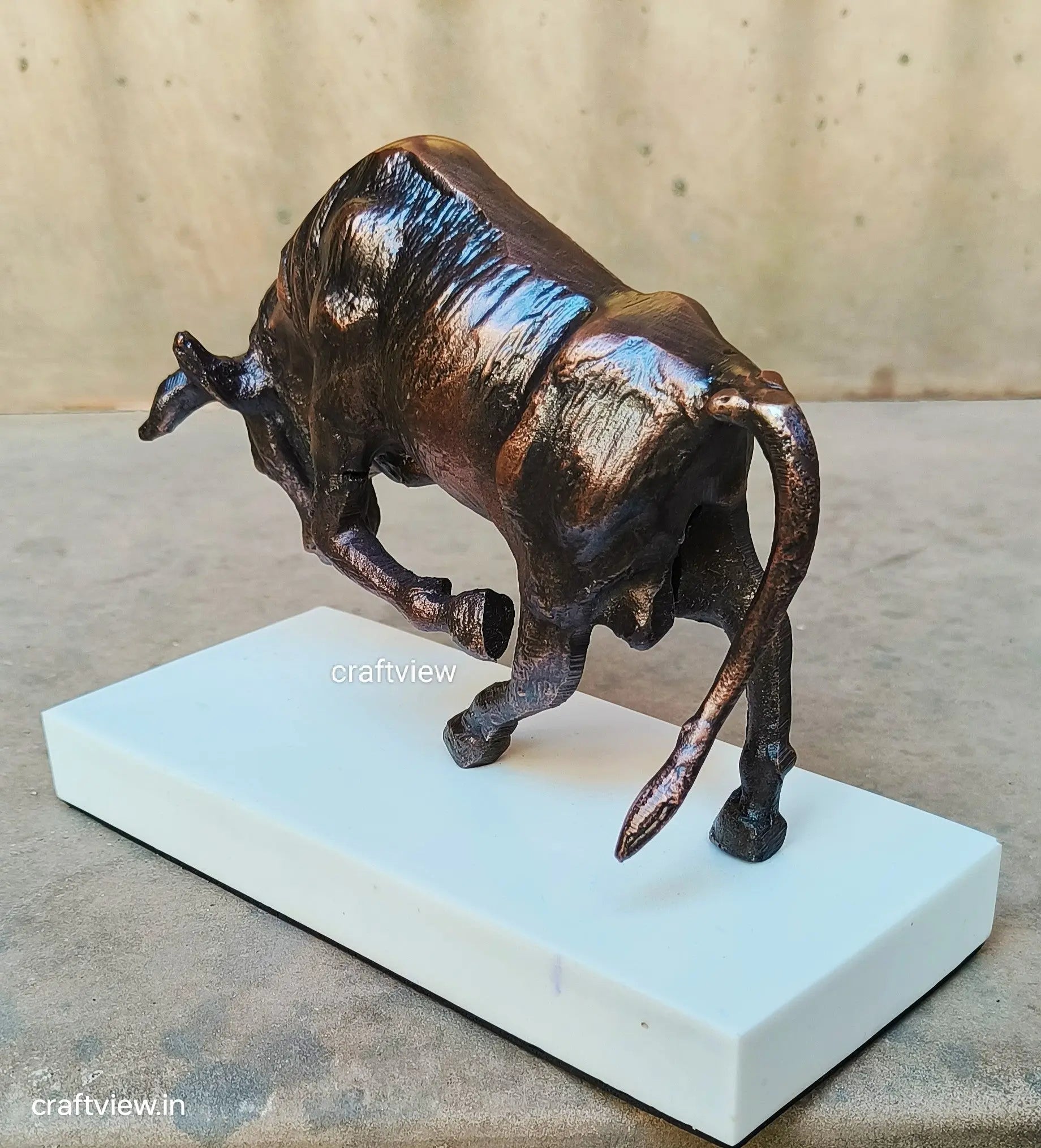 6.5"Metal Fighting Bull Animal Decorative Sculpture Craftsview