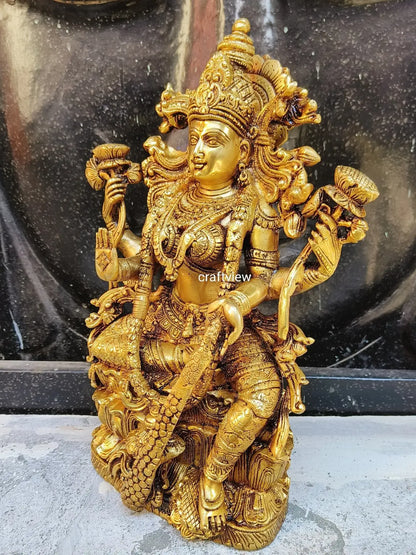 Brass Superfine Lakshmi Statue. 15" Craftsview