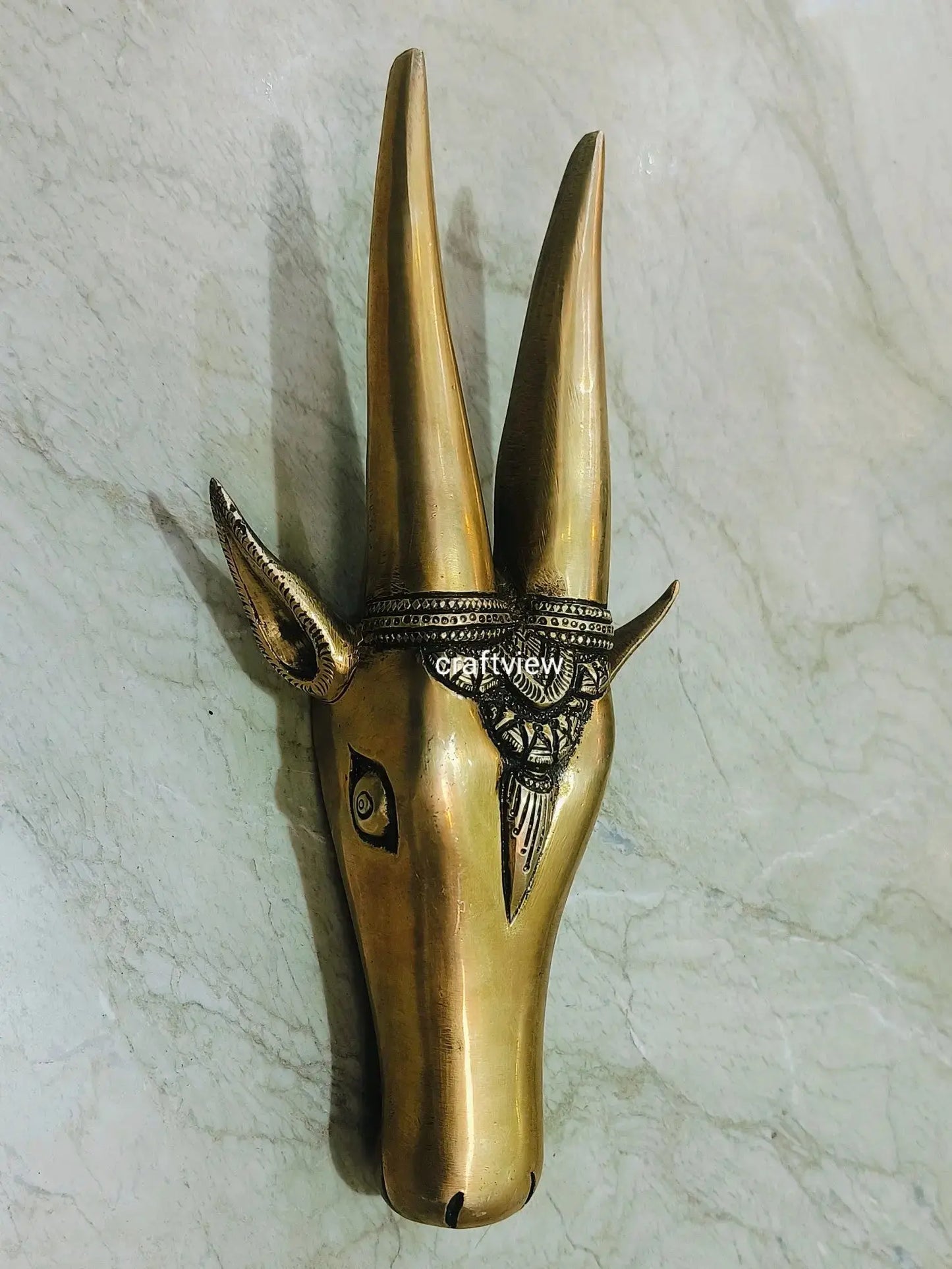 Brass Deer Wall Hanging Mask – Décor Animal Figurine - Craftview