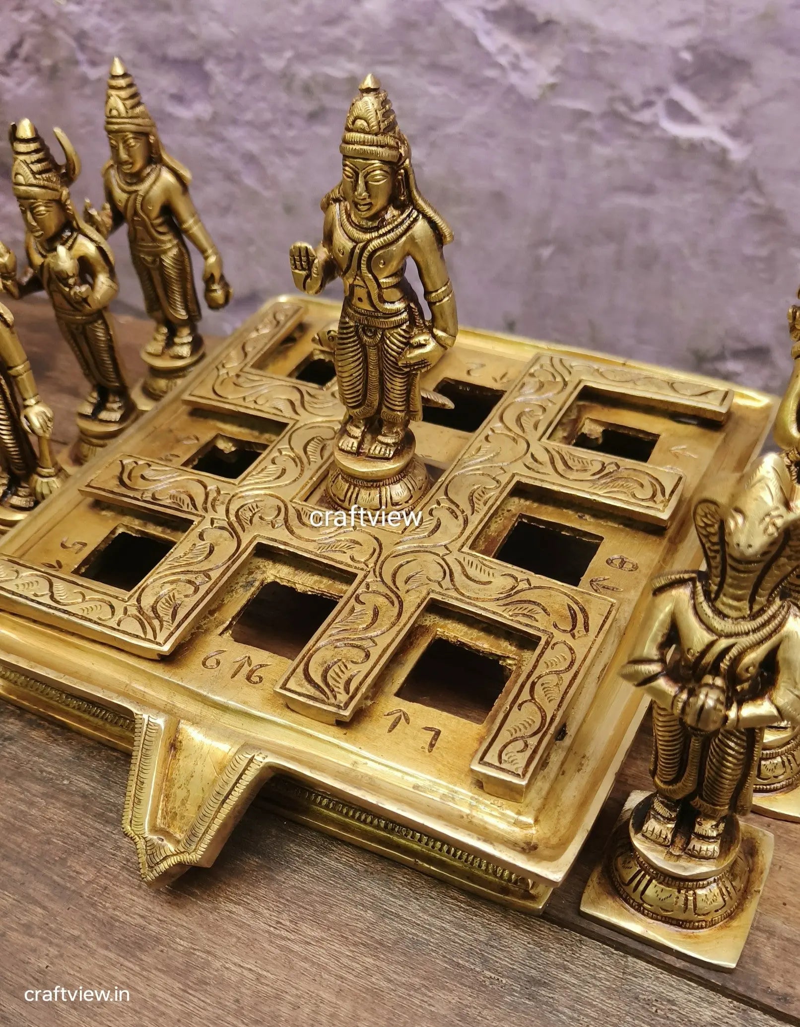 7" Brass Navgrah Statues with Abhishekam Base Craftsview