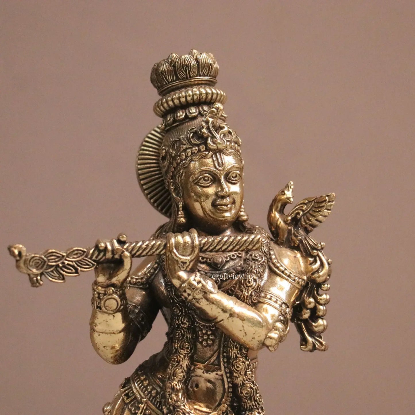 Superfine Fluting Lord Krishna | Brass Idols 10" Craftsview