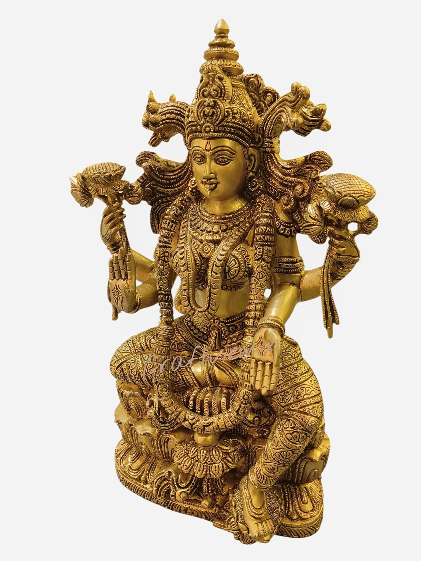 Brass Superfine Handmade Lakshmi Statue. 15"