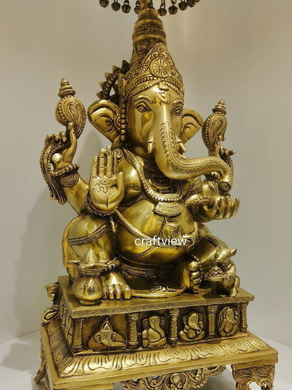 Brass Ganesh Singhashan Home Accents 34"