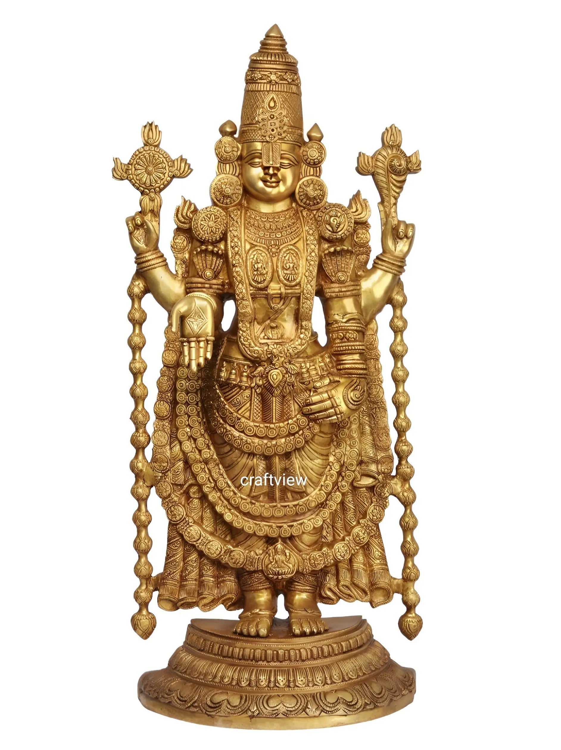 Brass Tirupati Balaji Venkateshwara Statue 38" craftsview